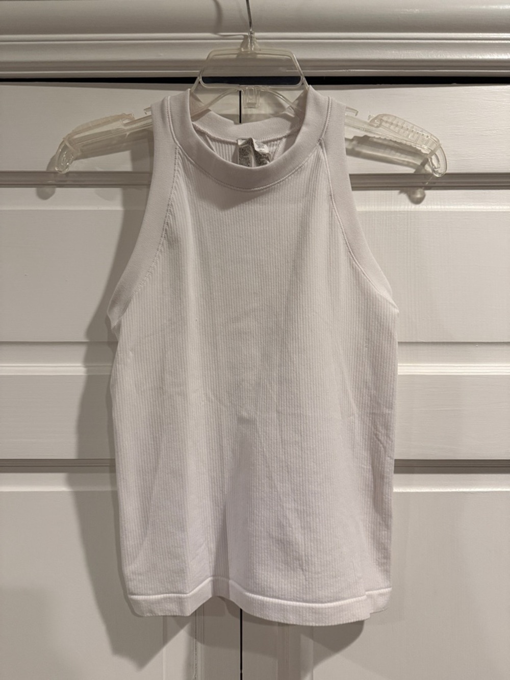 Athleta White Ribbed Mock-Neck Tank